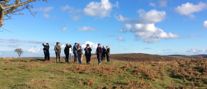 Halsway Manor walking group on the top of the Quantock Hills